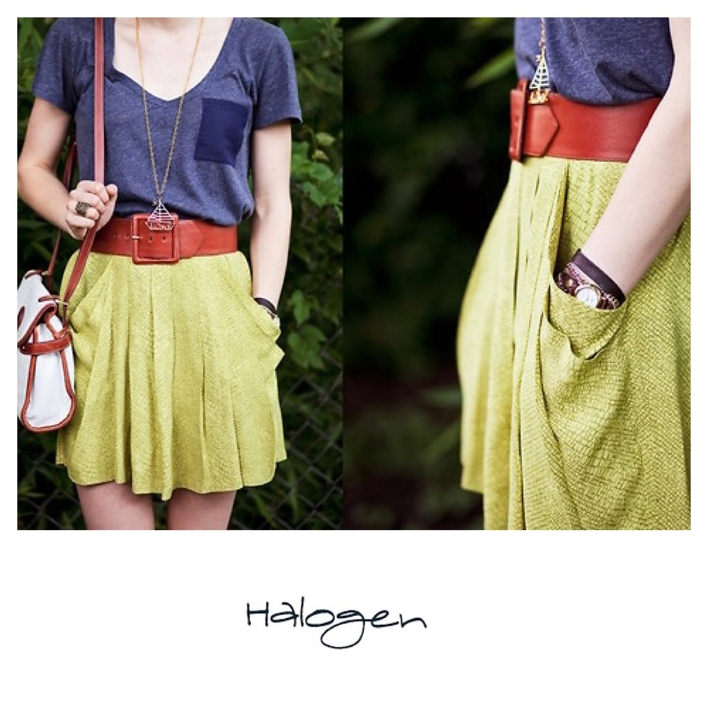 Nordstrom Halogen Lime Green Skort Skirt